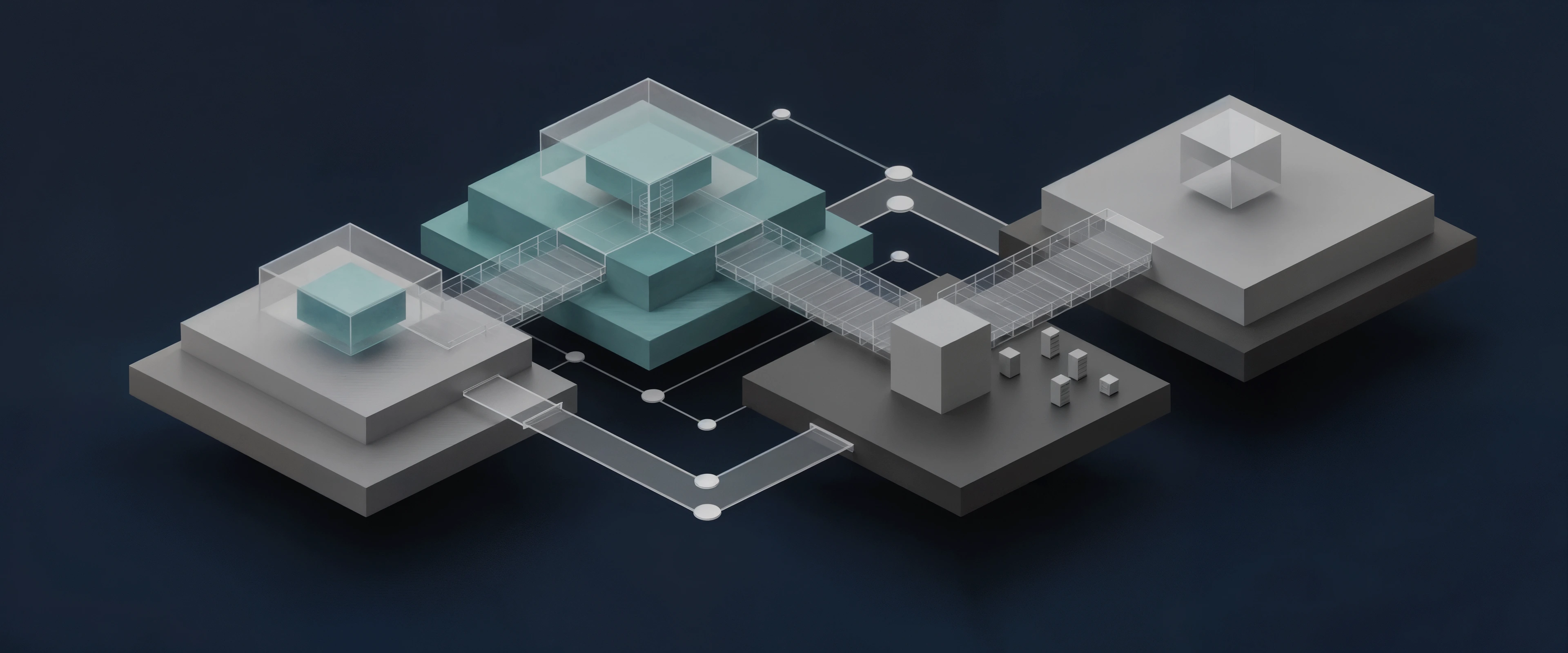 Abstract composition representing federated organizational systems
